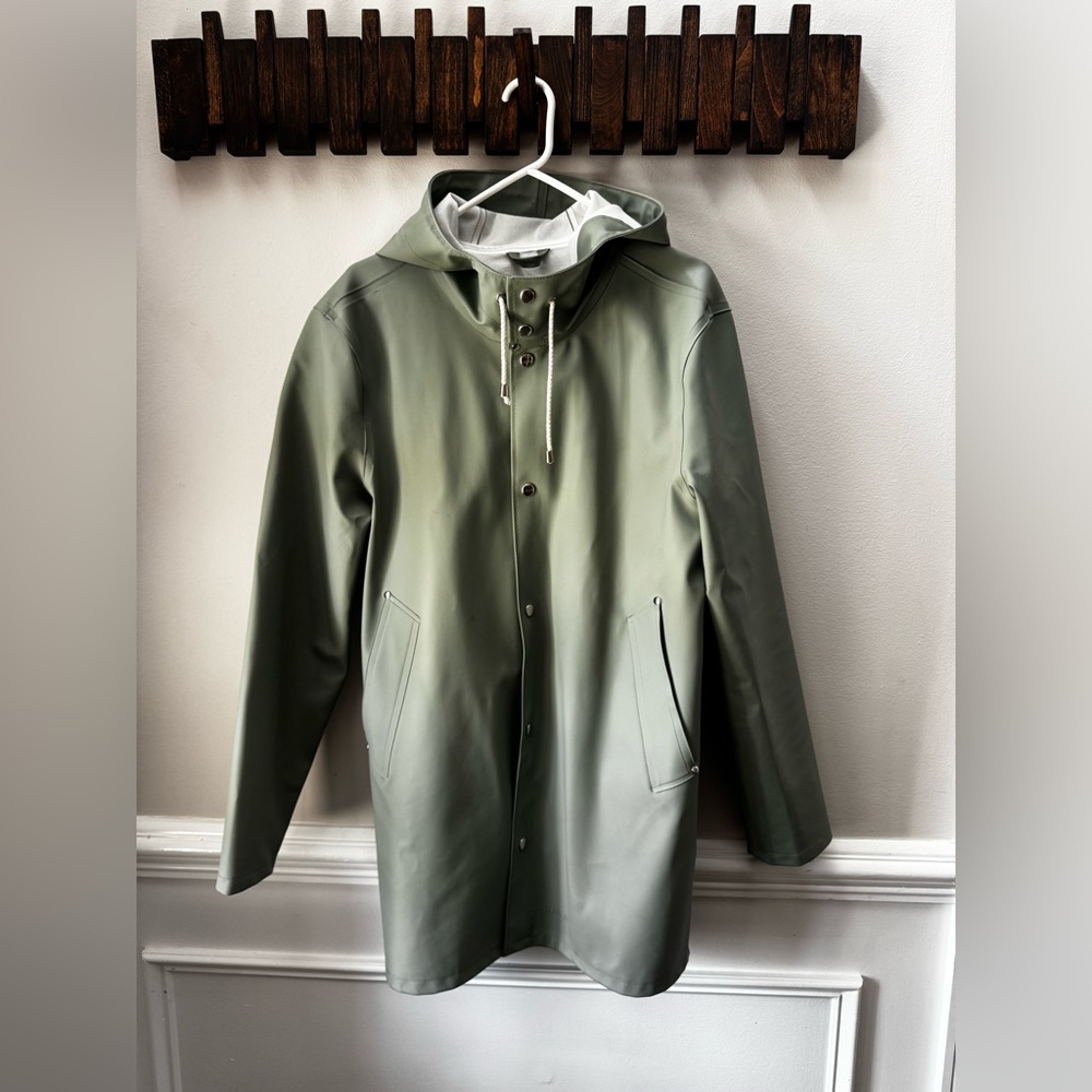 Stutterheim Green Hooded Raincoat